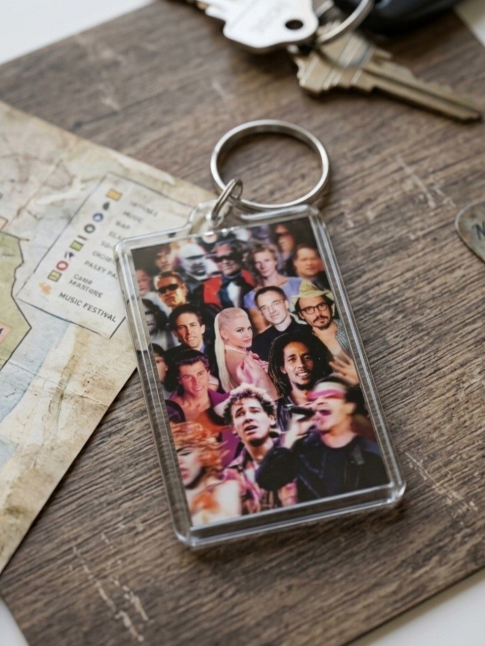 Clear Photo Insert Keychain Case with Multicolor Collage Insert